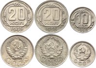 Russia - USSR Lot of 3 Coins

10 20 Kopeks 1936, 20 Kopeks 1945