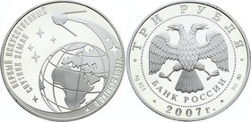 Russia 3 Roubles 2007

Y# 1087; Silver Proof; The 50th Anniversary of Launching the First Artificial Earth Satellite