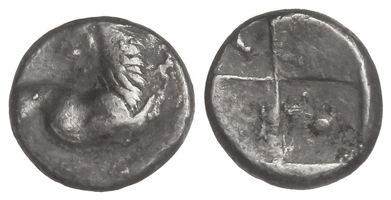 Hemidracma. 480-350 a.C. CHERRONESOS. TRACIA. Anv.: Prótomo de león a derecha co...