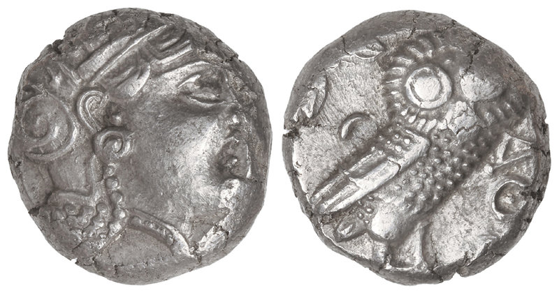 Tetradracma. 380-300 a.C. ATENAS. IMITACIÓN ARÁBICA. Anv.: Cabeza de Atenea a de...