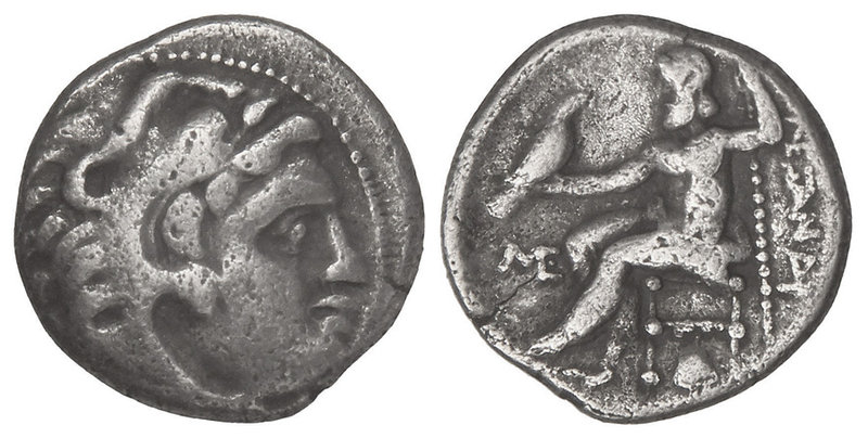 Dracma. 336-323 a.C. ALEJANDRO MAGNO. MACEDONIA. Anv.: Cabeza de Hércules con pi...