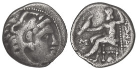 Dracma. 336-323 a.C. ALEJANDRO MAGNO. MACEDONIA. Anv.: Cabeza de Hércules con piel de león a derecha. Rev.: Zeus entronizado a izquierda, detrás leyen...