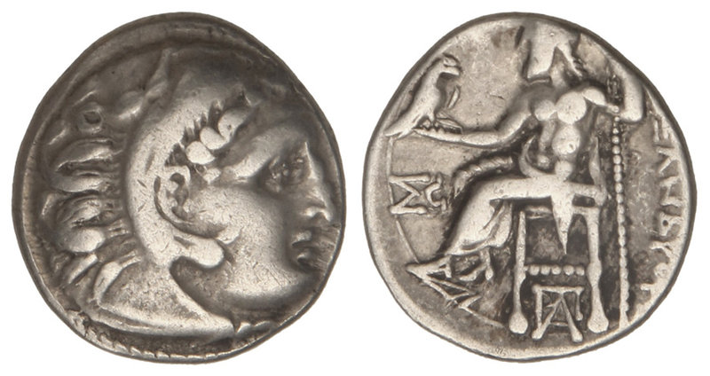 Dracma. 336-323 a.C. ALEJANDRO MAGNO. INCIERTA. Anv.: Cabeza de Hércules con pie...