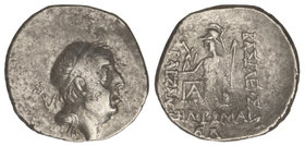 Dracma. 95-63 a.C. ARIOBARZANES I. REYES DE CAPADOCIA. Anv.: Cabeza masculina diademada a derecha. Rev.: Atenea en pie con Nike a izquierda con lanza ...