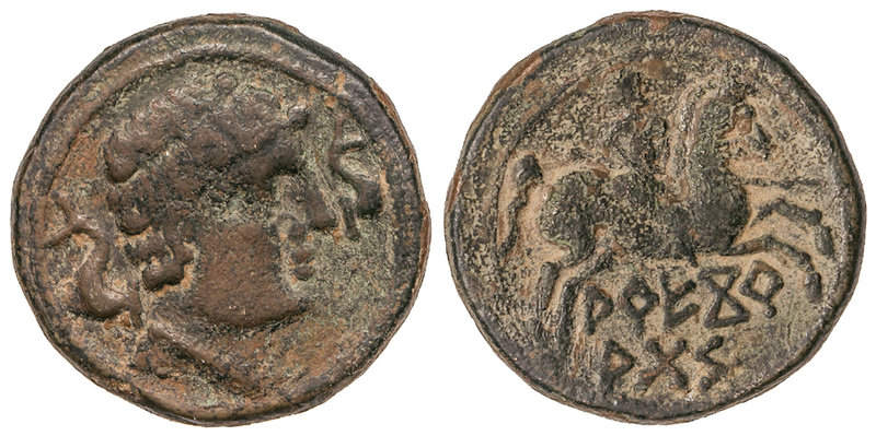 As. 150-20 a.C. ARECORATAS (ÁGREDA. Soria). Anv.: Cabeza masculina a derecha ent...