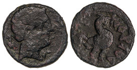Semis. 150-20 a. C. ARECORATAS (ÁGREDA. Soria). Anv.: Cabeza masculina a derecha, detrás delfín. Rev.: Gallo a derecha, delante leyenda ibérica. 3,95 ...