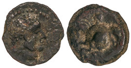 Semis. 50 a.C. CARISA-. Anv.: Cabeza masculina a derecha. Rev.: Jinete con lanza y rodela a izquierda, debajo (CARISA). 5,40 grs. AE. Pátina oscura. A...