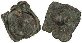 Semis. 50 a.C. CARISA (BORNOS, Cádiz). Anv.: Cabeza masculina a derecha. Rev.: Jinete con lanza y rodela a izquierda, debajo leyenda. 11,20 grs. AE. C...