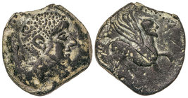 As. Siglo I a.C. ILIBERRI (GRANADA). Anv.: Cabeza masculina a derecha, detras X. Rev.: Esfinge a derecha, debajo leyenda ibérica no visible. 19,87 grs...