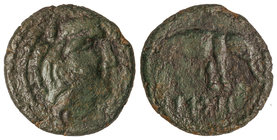 As. 150-50 a.C. LASCUTA. Anv.: Cabeza de Hércules con piel de león a derecha. Rev.: Elefante a derecha, debajo leyenda libio-fenicia. 7,20 grs. AE. AB...