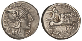 Republic. Denario. 132 a.C. ABURIA-6. Marcius Aburius M. f. Geminus. 3,93 grs. AR. Cal-60; FFC-88. MBC+.