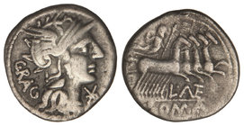 Republic. Denario. 136 a.C. ANTESTIA-9. L. Antestius Gragulus. 3,66 grs. AR. Cal-127; FFC-151. MBC.