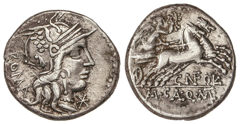 Republic. Denario. 117-111 a.C. FULVIA-1. Cn. Fulvius, M. Calidius y Q. Metellus...