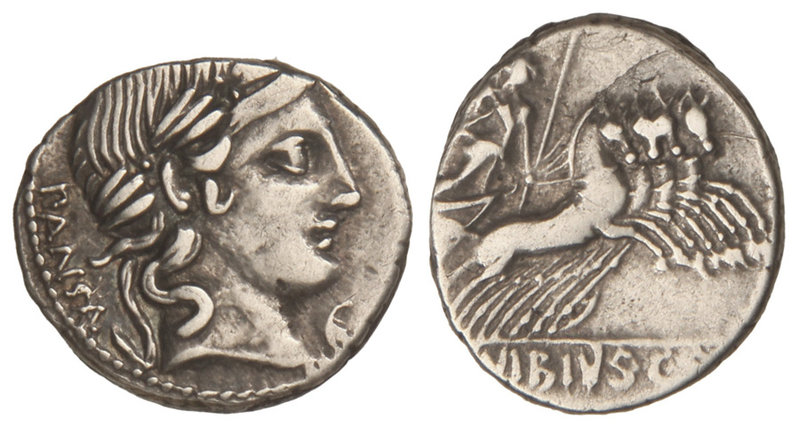 Republic. Denario. 90 a.C. VIBIA-2d. C. Vibius C. f. Pansa. Anv.: Cabeza lauread...