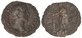 Empire. Lote 2 monedas As y Sestercio. Acuñada el 138-161 y 139 d.C. ANTONINO PÍO. 7,64 y 23,12 grs. AE. As: VOTA (en exergo) COS. IIII S. C. Antonino...