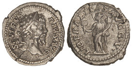 Empire. Denario. Acuñada el 201-210 d.C. SEPTIMIO SEVERO. Anv.: SEVERVS PIVS AVG. Cabeza laureada a derecha. Rev.: LIBERALITAS AVGG V. Liberalidad en ...