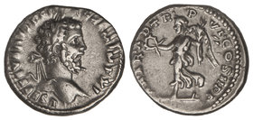 Empire. Denario. Acuñada el 198 d.C. SEPTIMIO SEVERO. Anv.: L. SEP. SEVERVS PER. AVG. P. M. IMP. XI. Busto laureado a derecha. Rev.: (PAR.) AR. AD. TR...
