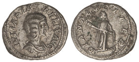 Empire. Denario. Acuñada el 211-217 d.C. JULIA DOMNA. Anv.: IVLIA PIA FELIX AVG. Busto a derecha. Rev.: DIANA LUCIFERA. Diana en pie a izquierda con a...
