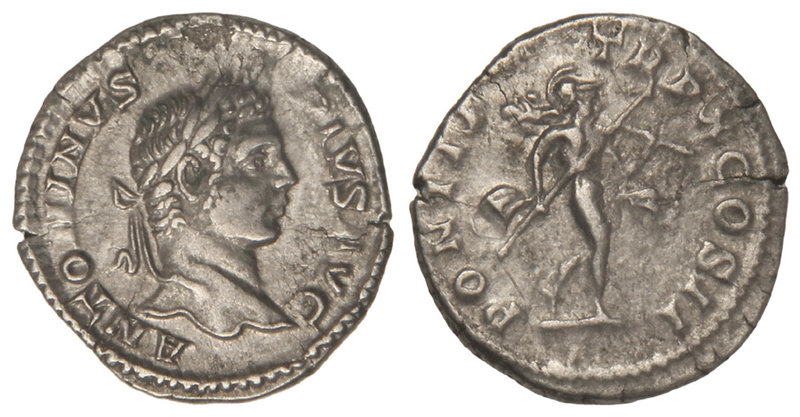 Empire. Denario. Acuñada el 207 d.C. CARACALLA. Anv.: ANTONINVS PIVS AVG. Cabeza...