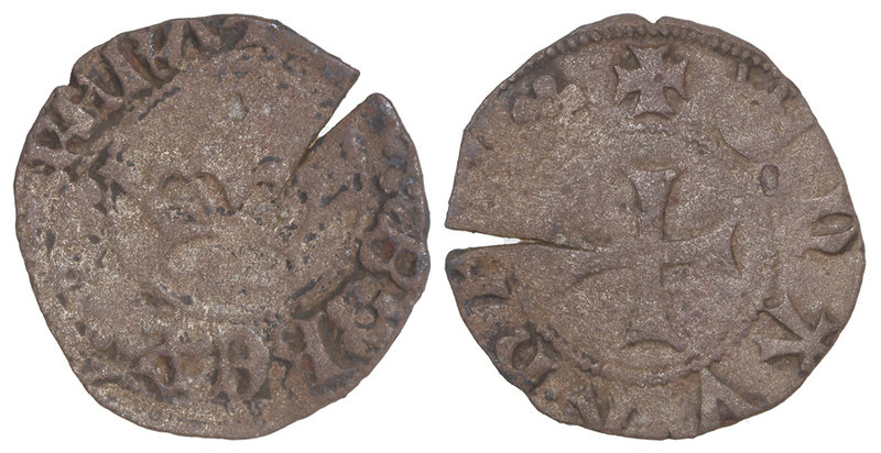 Kingdom of Navarra. Cornado. JUAN I y BLANCA. Anv.: ¶(I¶Z)¶B¶REX¶Z¶RENA. Corona....