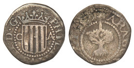 Philip III. 1/2 Real. 1612. ZARAGOZA. 1,49 grs. Pátina. Cal-586. MBC/BC+.