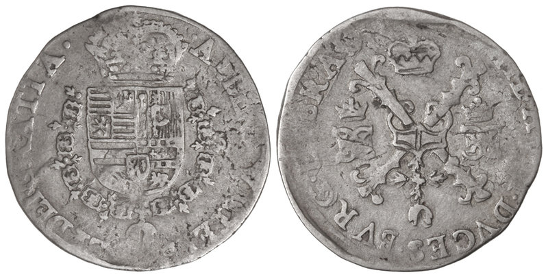 Albert and Isabella. 1/4 Patagón. S/F. AMBERES. BRABANTE. 6,82 grs. AR. Leyendas...