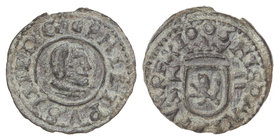 Philip IV. 2 Maravedís. 1663. CUENCA. 0,55 grs. ESCASA. Cal-1348. EBC-.