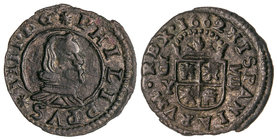 Philip IV. 8 Maravedís. 1662. MADRID. Y. 2,49 grs. Valor VIII. Ceca invertida. RARA. Cal-1424. MBC+.
