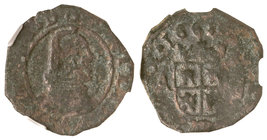 Philip IV. 8 Maravedís. 1662. MADRID. FALSA de ÉPOCA. Con punto arriba y abajo. Encapsulada por NN Coins como VF30 (nº 2762876-034). (MBC-).