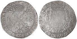 Philip IV. 1 Patagón. 1636. AMBERES. BRABANTE. 27,67 grs. AR. (Hojitas). Van Houdt-645.AN; Vti-942. MBC-/MBC.