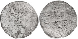 Philip IV. 1 Patagón. 1622. TOURNAI. 27,62 grs. AR. (Hojas y grieta). Van Houdt-645.TO; Vti-1110. MBC-.