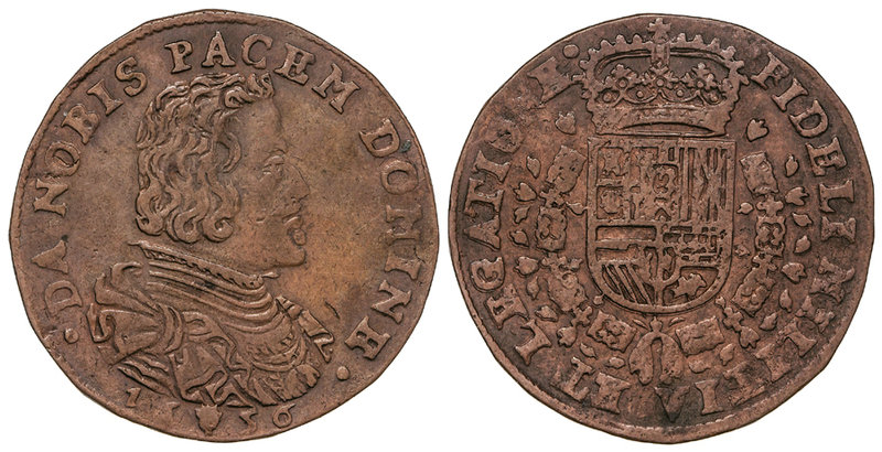 Philip IV. Jetón. 1656. AMBERES. BRABANTE. AE. Ø 30 mm. Deseo de Paz de los País...