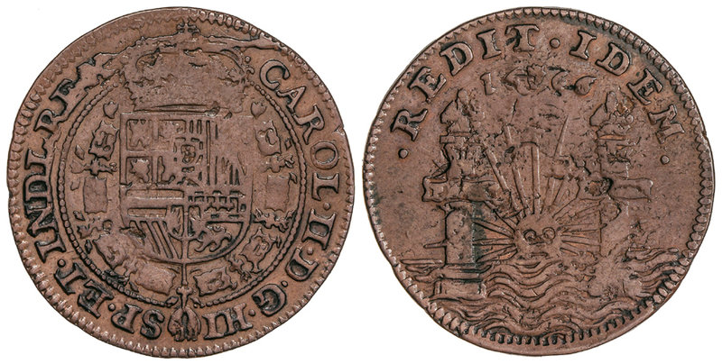 Charles II. Jetón Proclamación. 1666. BRUSELAS. BRABANTE. AE. Ø 32 mm. REDIT IDE...