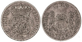 Ferdinand VI. 2 Reales. 1759. LIMA. J.M. 6,5 grs. Columnario. Cal-480. MBC-.