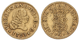 Ferdinand VI. 1/2 Escudo. 1753. MADRID. J.B. 1,74 grs. Cal-250. MBC.