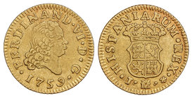 Ferdinand VI. 1/2 Escudo. 1759. MADRID. J*. 1,77 grs. Restos de brillo original. Cal-258. EBC.