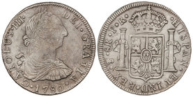 Charles III. 8 Reales. 1780. POTOSÍ. P.R. 26,84 grs. (Limpiada). Cal-982. MBC+.