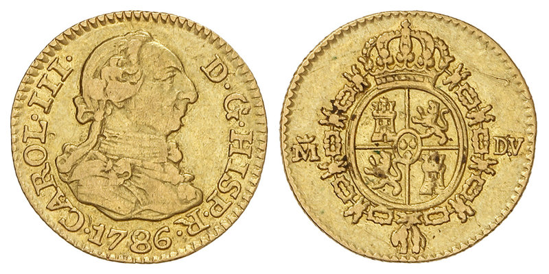 Charles III. 1/2 Escudo. 1786. MADRID. D.V. 1,70 grs. (Raya en reverso). Cal-778...