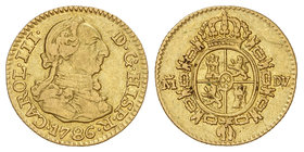Charles III. 1/2 Escudo. 1786. MADRID. D.V. 1,70 grs. (Raya en reverso). Cal-778. MBC.