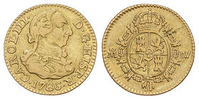 Charles III. 1/2 Escudo. 1786. MADRID. D.V. 1,70 grs. Cal-778. MBC.