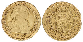 Charles III. 1 Escudo. 1787. POPAYÁN. S.F. 3,24 grs. (Cospel algo segmentado). Cal-686. BC+/MBC-.