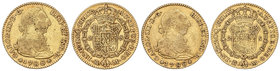 Charles III. Lote 2 monedas 2 Escudos. 1788. MADRID. M. (Una con hojita en anverso). A EXAMINAR. Cal-459. MBC- a MBC.