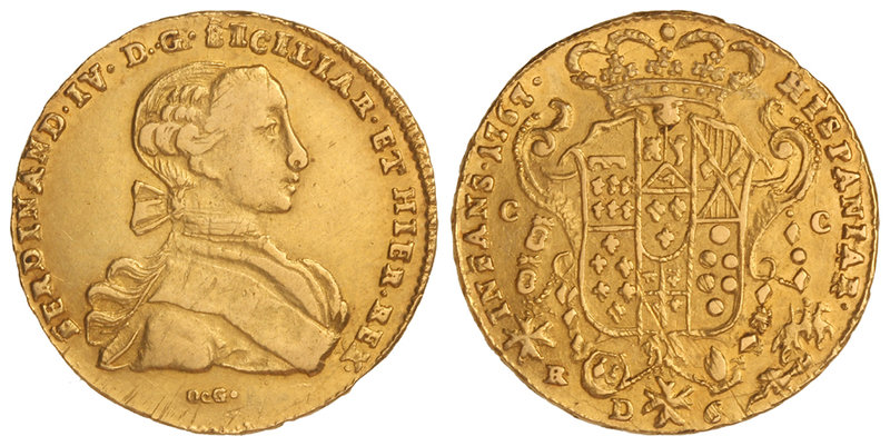 Spanish Infantes. 6 Ducados. 1767. FERNANDO DE DOS SICILIAS. NÁPOLES. DeG-CC/R. ...