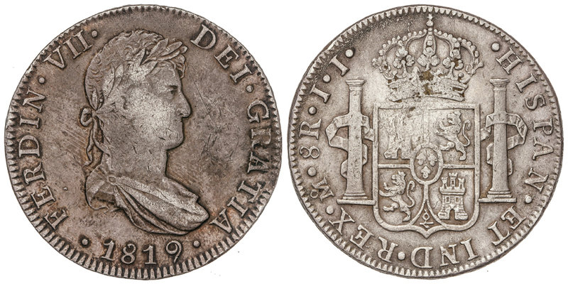 Ferdinand VII. 8 Reales. 1819. MÉXICO. J.T. (Leves golpecitos). Acuñación algo f...