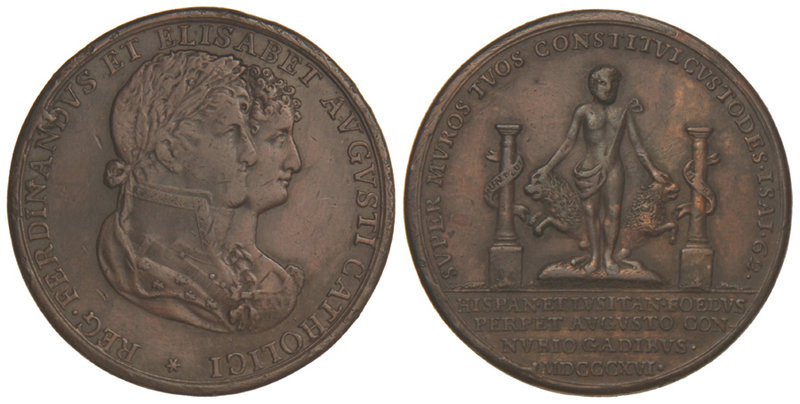 Ferdinand VII. Medalla al matrimonio de Fernando VII e Isabel de Braganza. 1816....