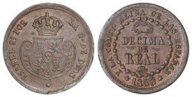 Elisabeth II. Décima de Real. 1853. SEGOVIA. 4 grs. Cal-584. EBC.
