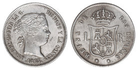 Elisabeth II. 1 Real. 1863. SEVILLA. 1,30 grs. Cal-443. EBC.