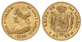 Elisabeth II. 40 Reales. 1864. MADRID. 3,34 grs. Cal-106. MBC.