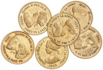 Elisabeth II. Lote 6 monedas 4 Escudos. 1865. MADRID. A EXAMINAR. Cal-108. MBC a MBC+.