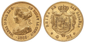 Elisabeth II. 4 Escudos. 1866. MADRID. 3,37 grs. Cal-109. ENC-.